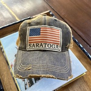 🧢 SARATOGA Americana Baseball Cap Distressed Vintage Style • Adjustable • Denim